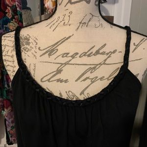 Xhiliration black braided ribbon trim women’s tank top